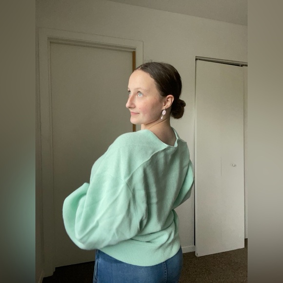 Sea Green Button Up Cardigan - Picture 3 of 4